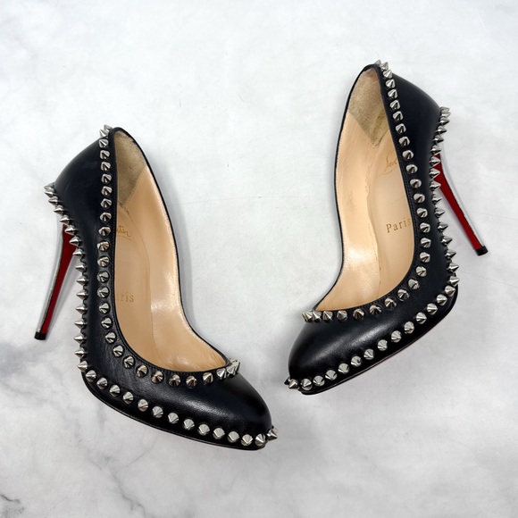 Christian Louboutin Dorispiky 100 Spike Studded Stiletto Pumps Heels Black 34.5 - Picture 3 of 16